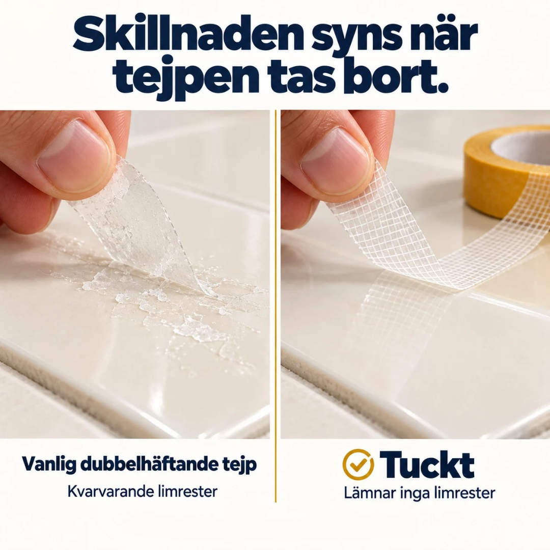 Tuckt Tejp – Fäster utan hål, släpper utan rester
